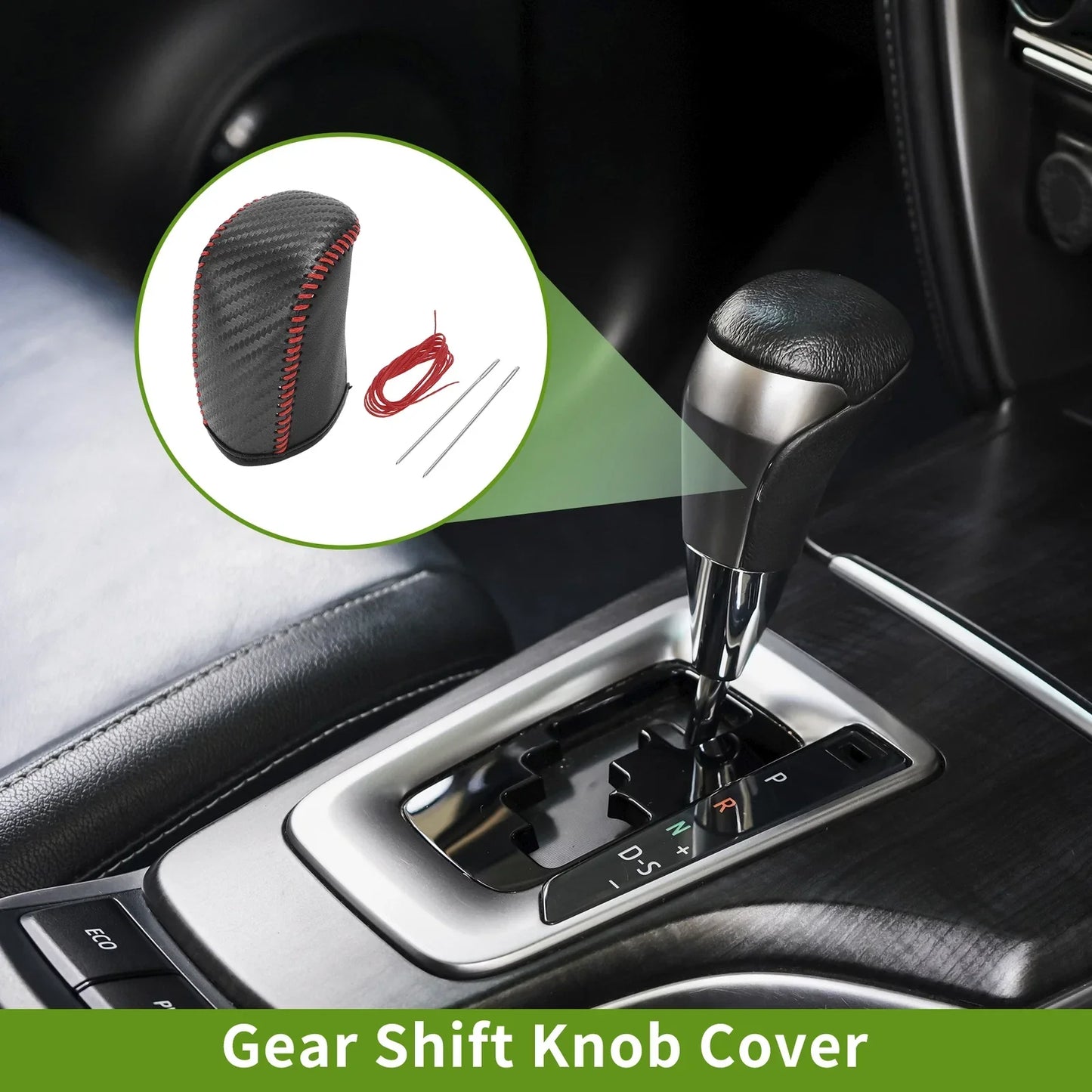 Gear Shift Knob Cover for Dodge Journey 2011-2020 Black Carbon Fiber Red