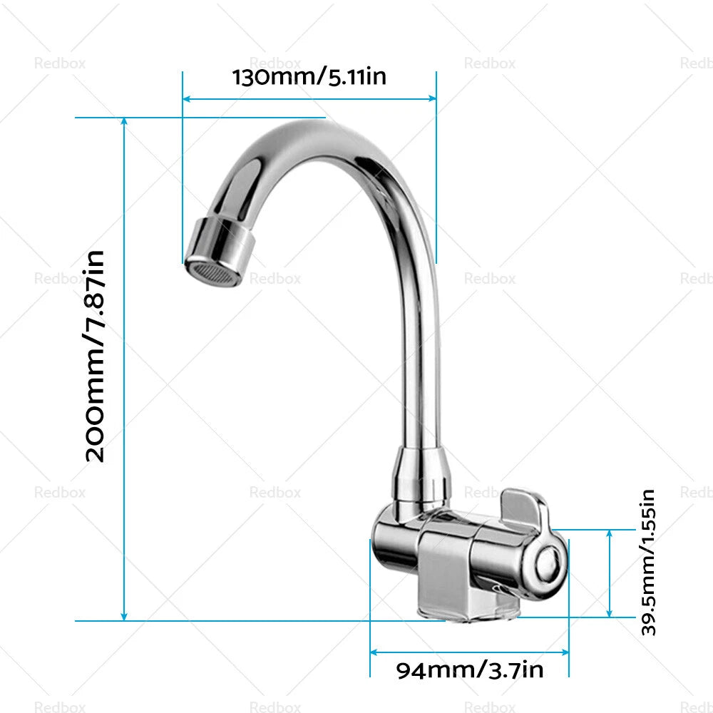 Single Cold Water Faucet Tap 360° Rotation 1/2in for RV Motorhome