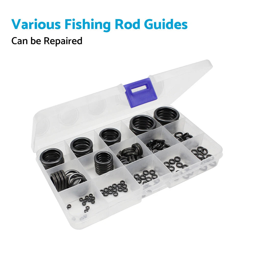 160Pcs 3.7-30mm Ceramic Fishing Rod Guide Rings for Repair