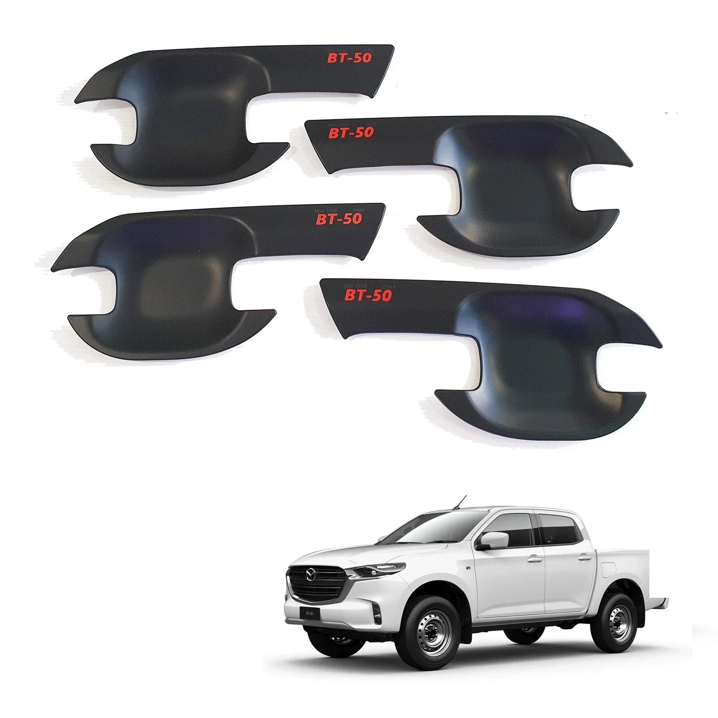Matte Black Door Handle Cover Insert Bowl Trim for Mazda BT-50 (2021-2023)