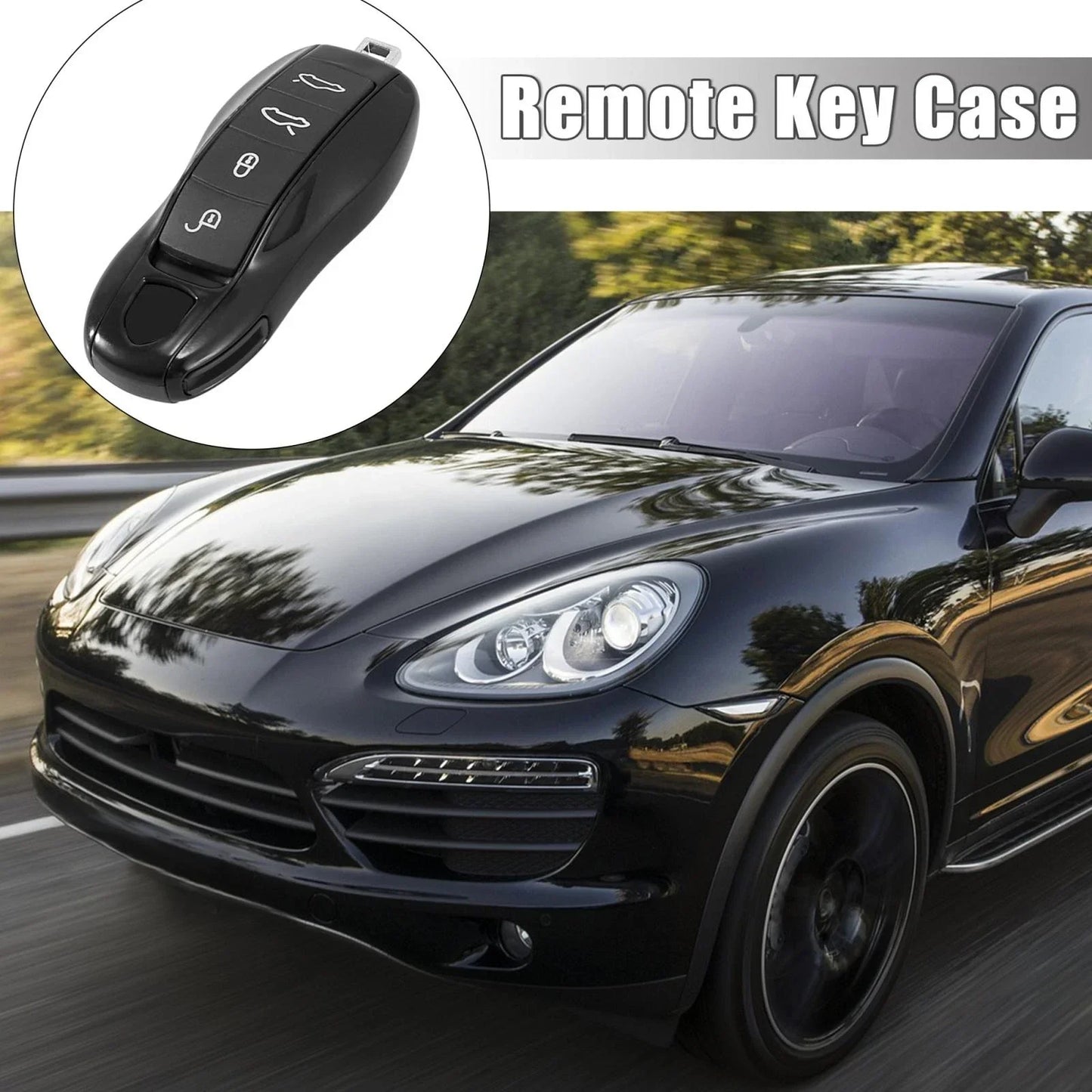 Gloss Black Key Fob Shell Set for Porsche Cayenne Panamera (2003-2023)