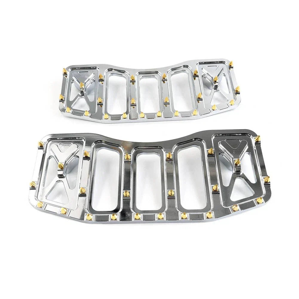 Chrome & Gold Foot Pegs for Harley Softail Touring Road Glide