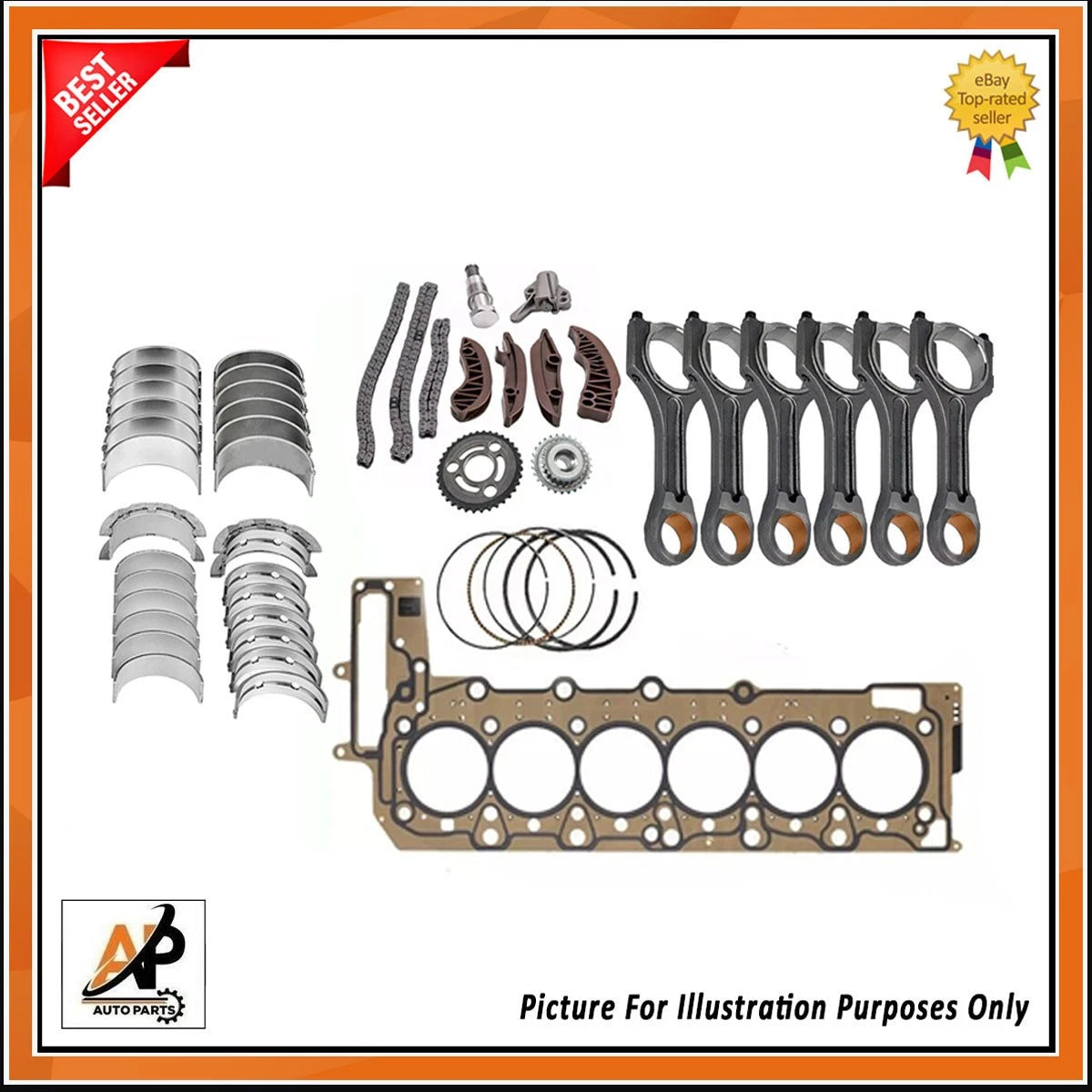 Crankshaft with Engine Rebuild Kit Replacement for BMW N57D30 (2010–2020)