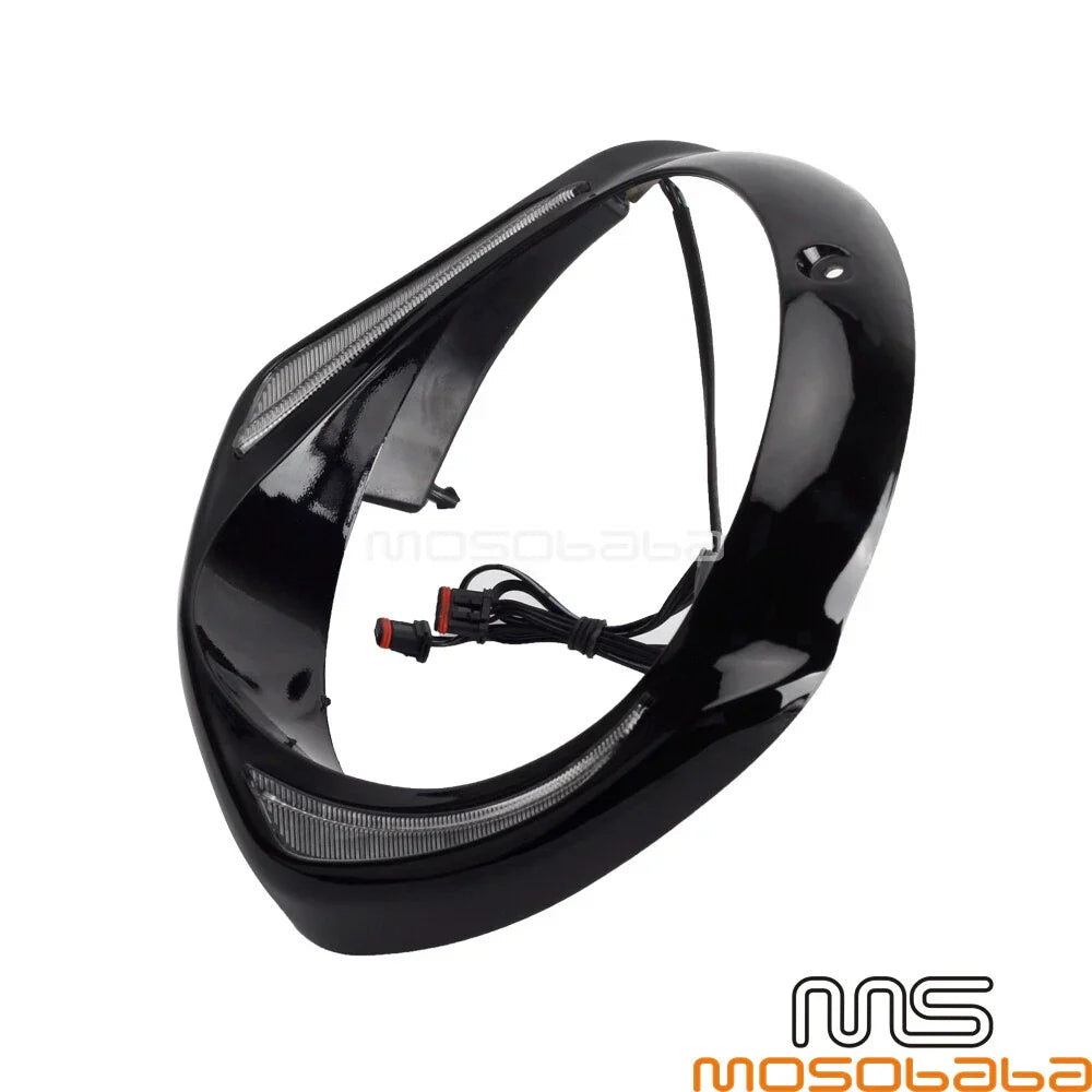 Black LED Headlight Bezel Trim for Harley Ultra Limited FLHTK (2014-2022)