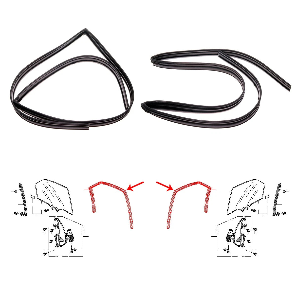 Rear Weatherstrip Glass Run Channel Seal for Honda City Fit Aria Sedan 2002-2008