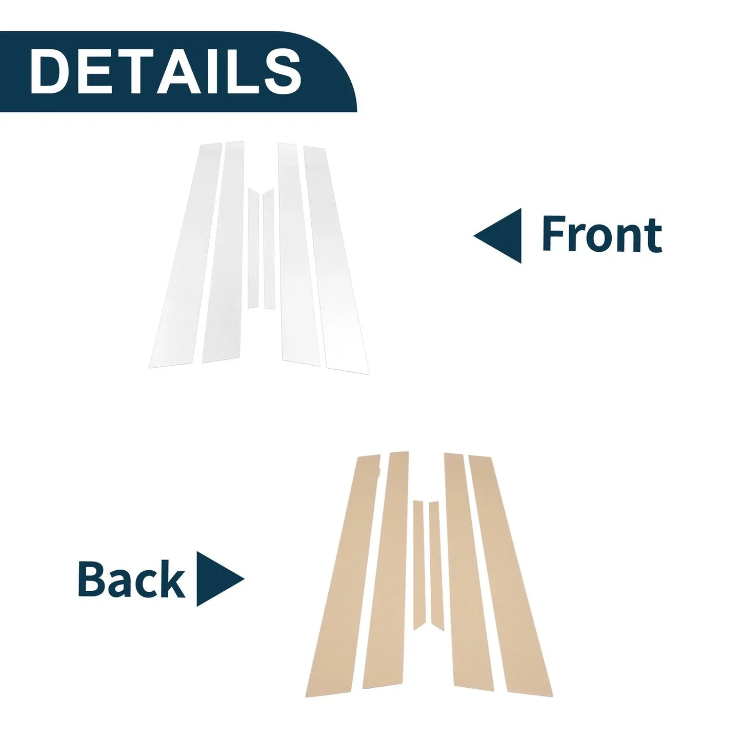 6 Pcs Door Pillar Window Trim for Honda Accord (1998-2002) Chrome Silver Tone