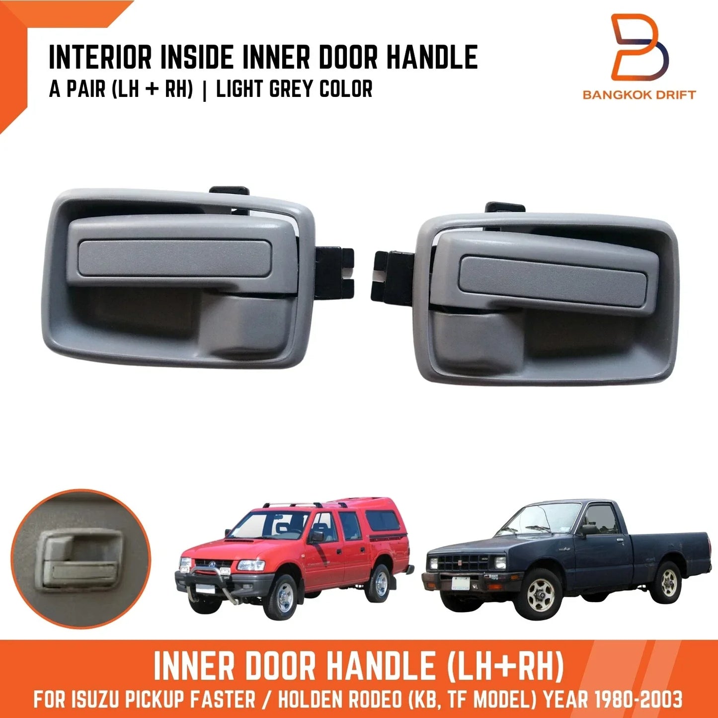 Light Grey Inner Door Handle Pair for Holden Rodeo TF (80-03)
