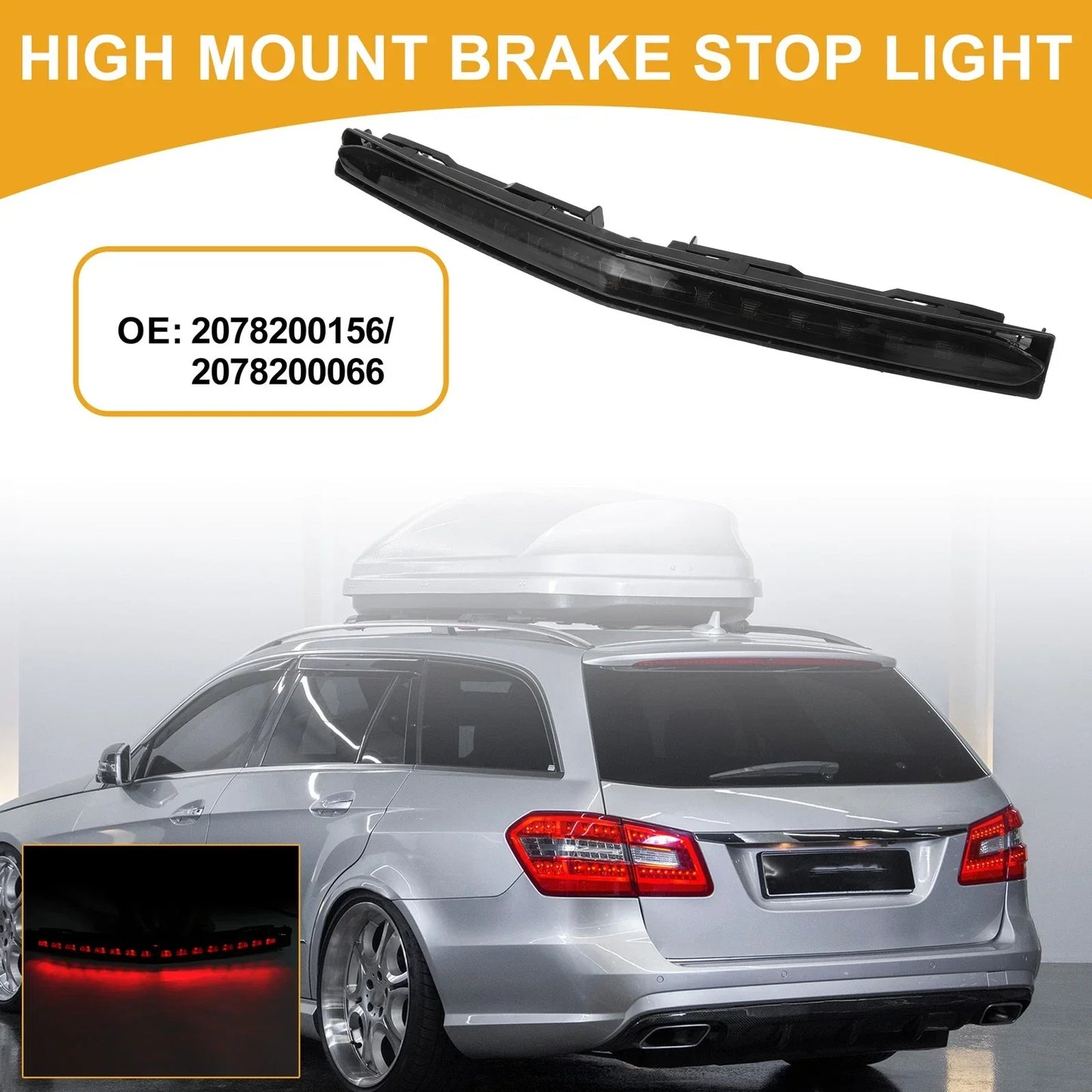 Third Brake Stop Light for Mercedes-Benz E550 2012-2017 ABS Black 1 x