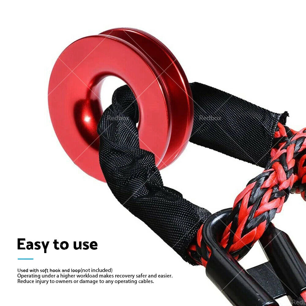 Recovery Ring Snatch Block Pulley w/ Soft Shackle for Tow Winch Rope Straps