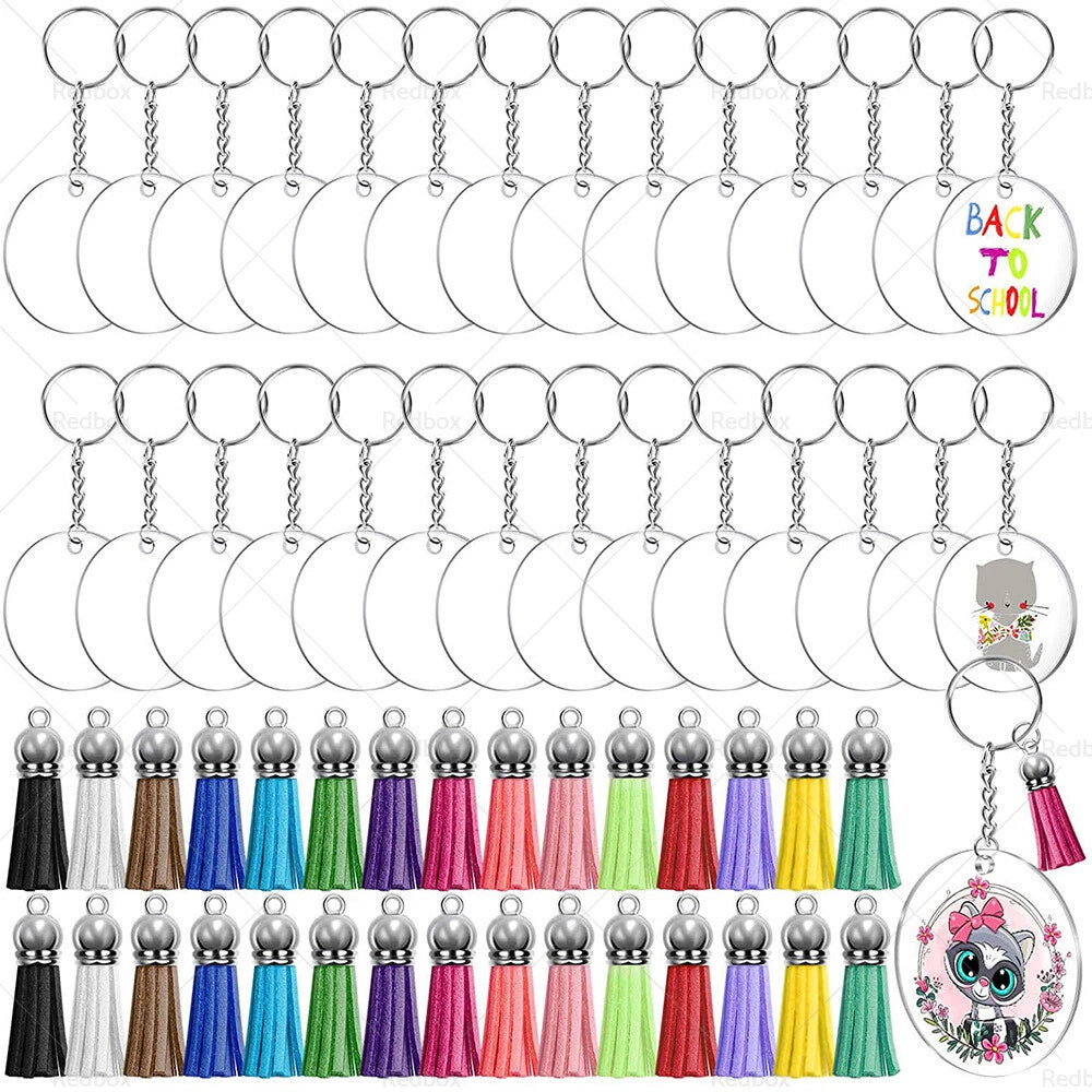 120PCS Sublimation Blanks Keychains Ornament Set with Tassels