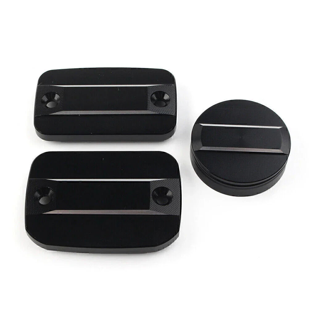 Black Front Brake Clutch Fluid Reservoir Cap & Rear Brake Cover for Scrambler 1100