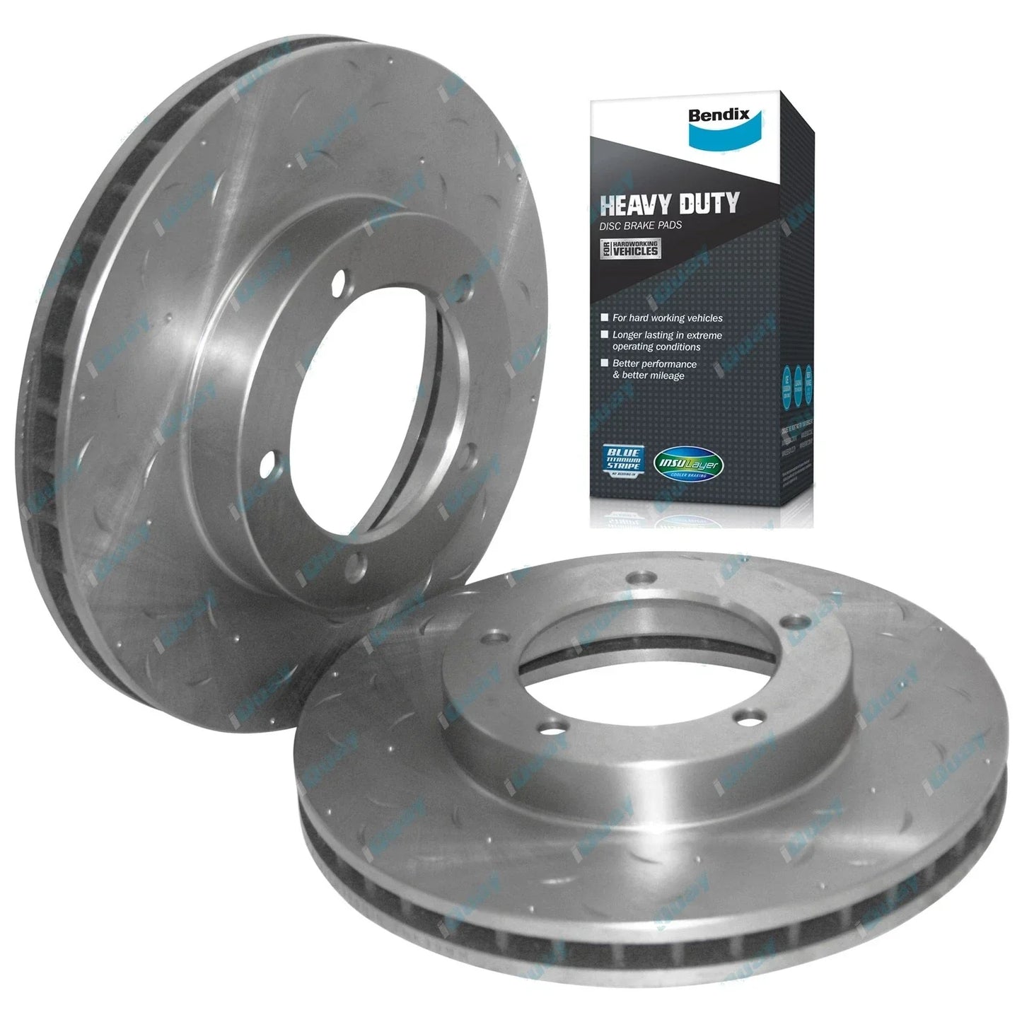 Front Drilled Slotted Disc Rotors HD Pads for Landcruiser 76 78 79 Series