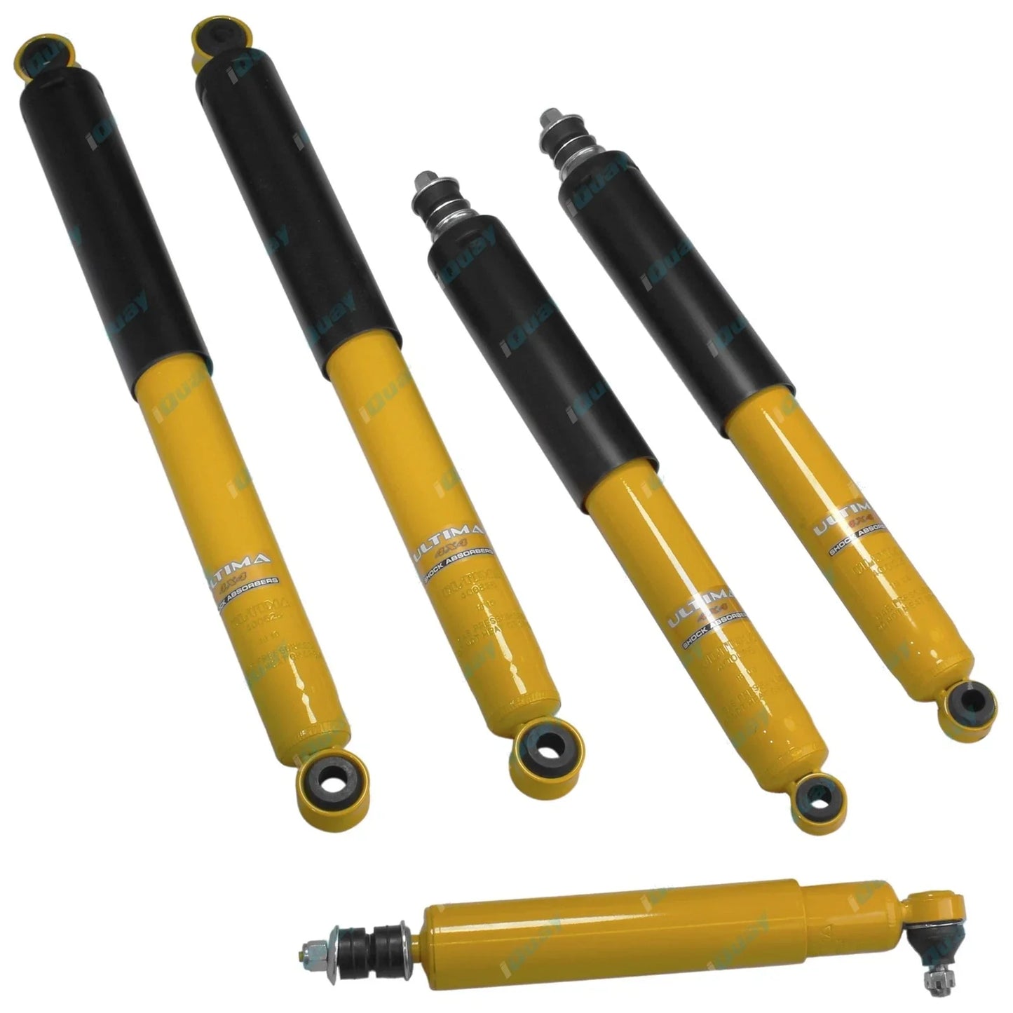 5pc Extended Gas Shock Absorbers + Steering Damper for Hilux 4x4 (1997-2005)