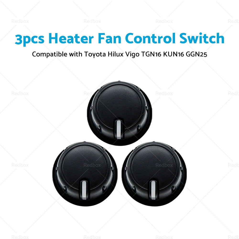3 x Heater Fan Control Switch Knobs for Toyota Hilux Vigo (2005-2015)