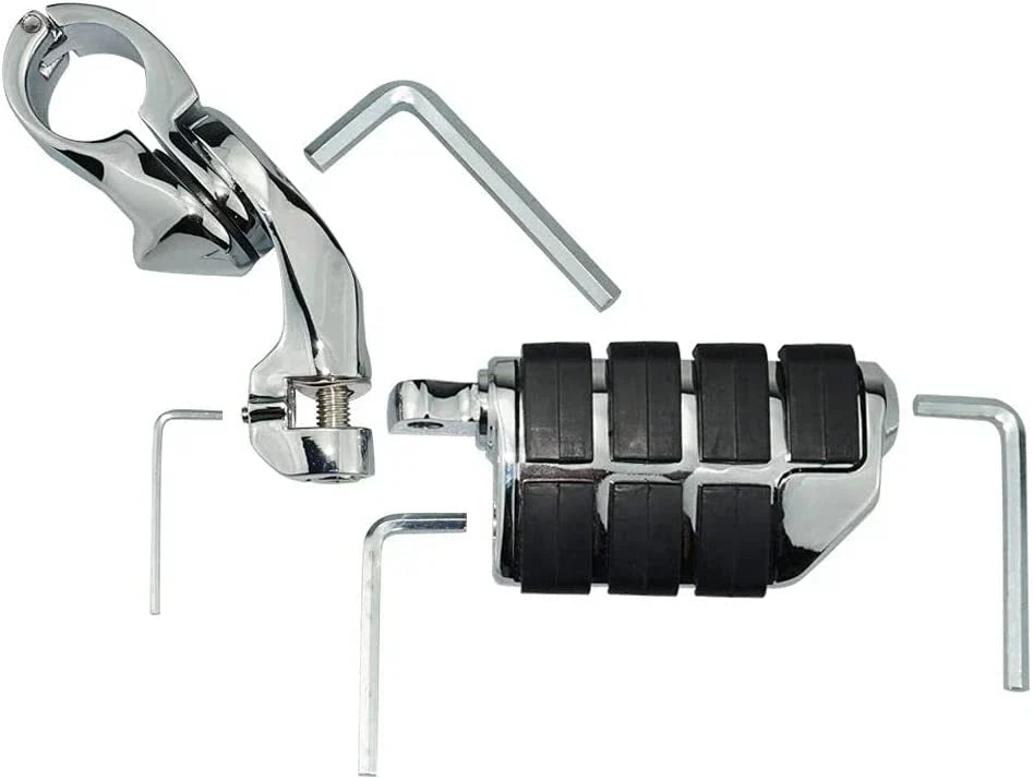 Chrome Motorcycle Foot Pegs for Harley (Fits 1.25" Bars)