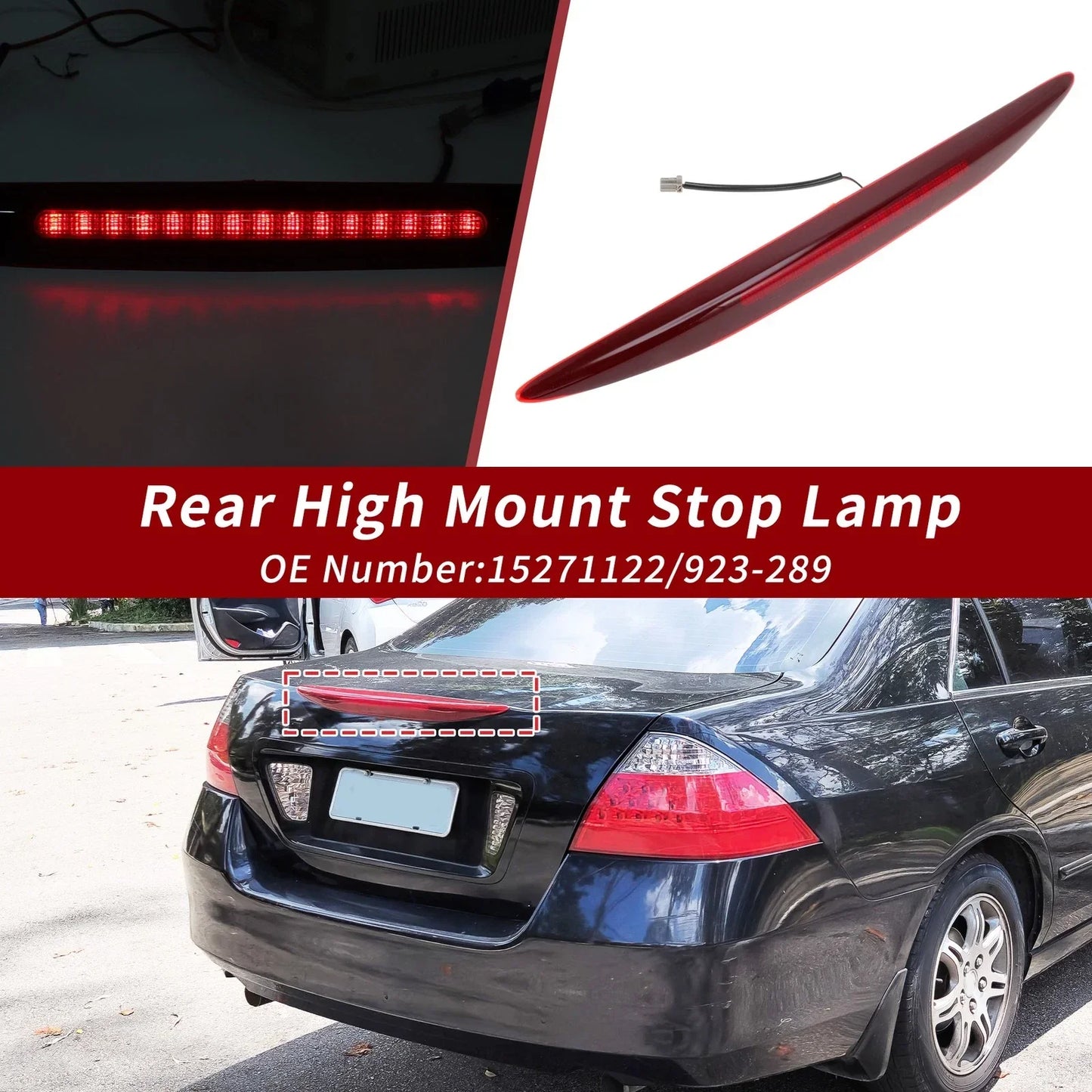 Red High Mounted LED Third Brake Light for Honda Accord (2006-2007)