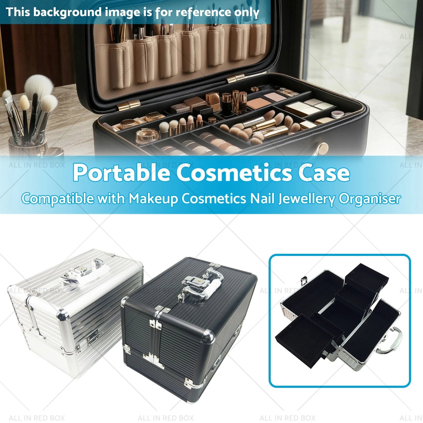 Portable Cosmetics Case for Makeup, Nail & Jewelry Storage