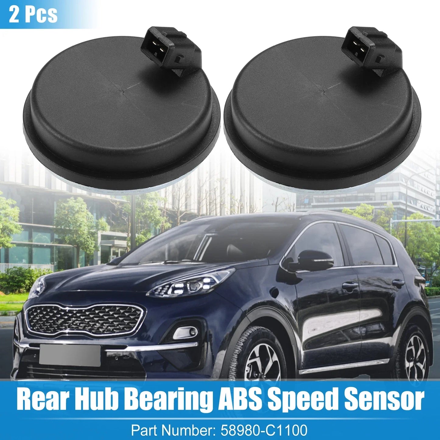 2 x Rear Hub Bearing ABS Speed Sensors for Hyundai Kia (No. 58980C1100)