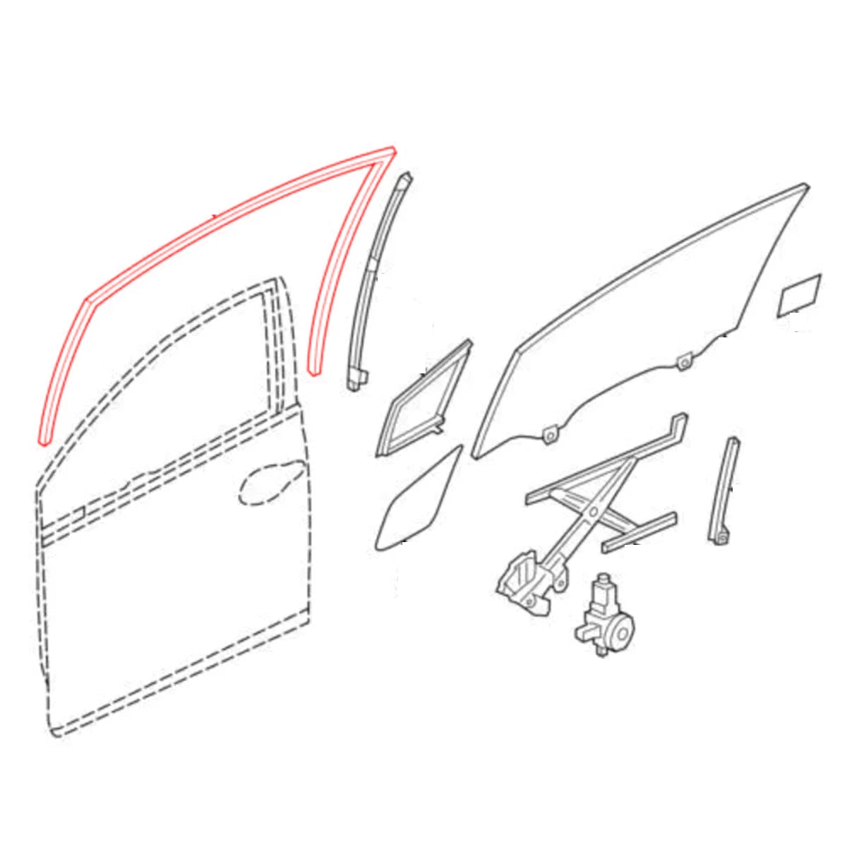 Front Door Glass Run Channel Seal for Honda Civic Sedan 2012-2015
