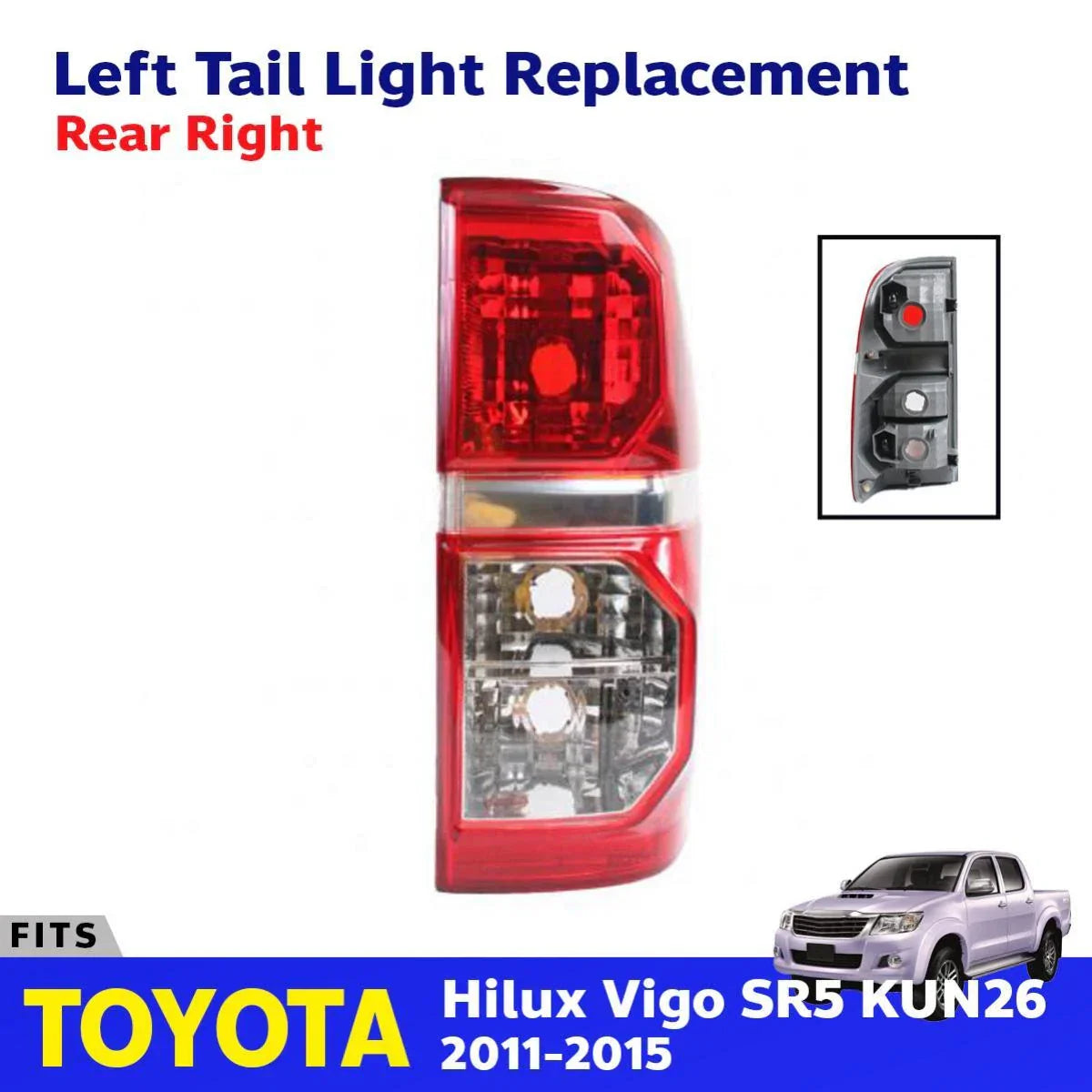 Tail Lamp Light Lens Right Fits Toyota Hilux Vigo Champ Pickup Truck 2011-15 D12