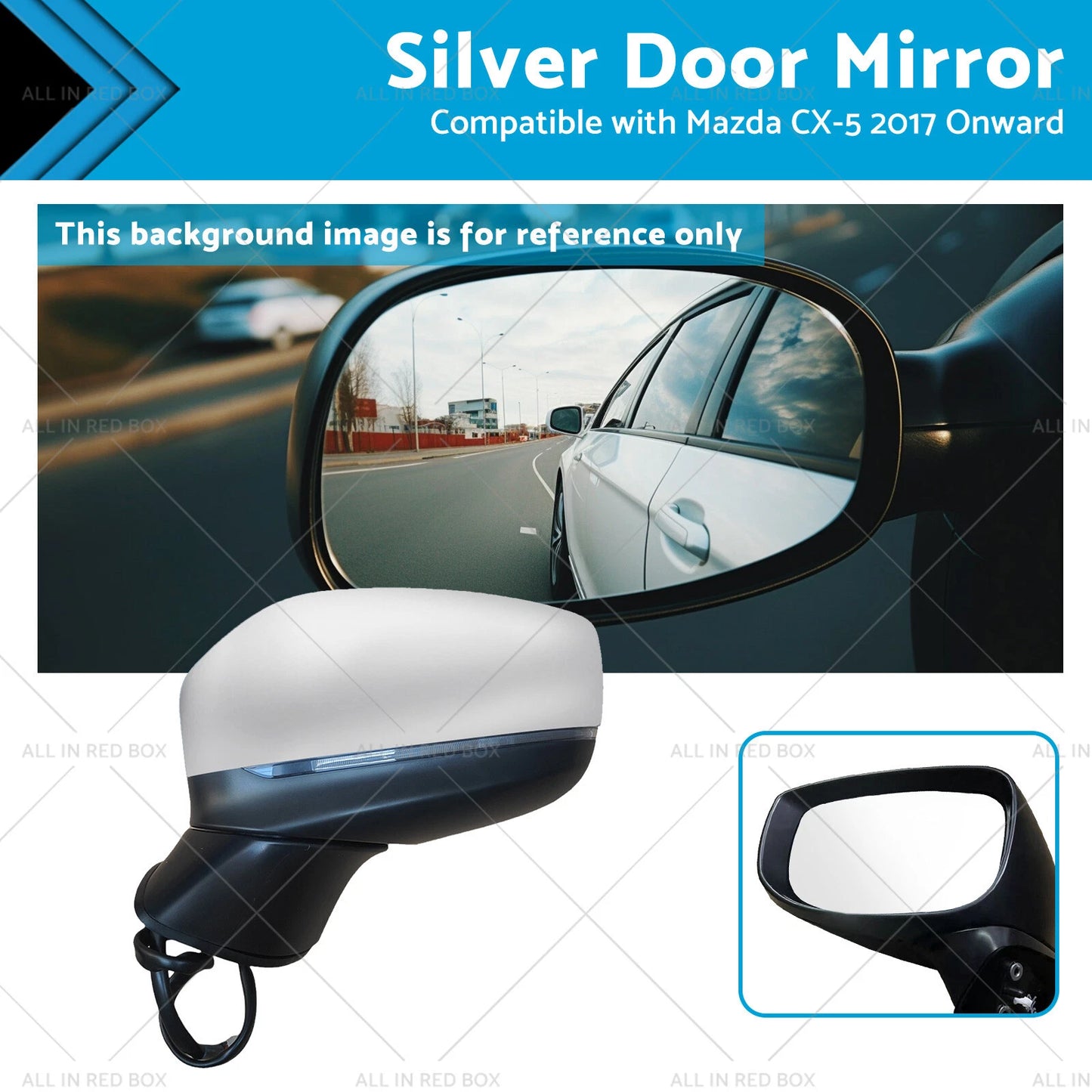 Silver Door Mirror for Mazda CX-5 (2017 - Present) - Blind Spot, 9 Wires