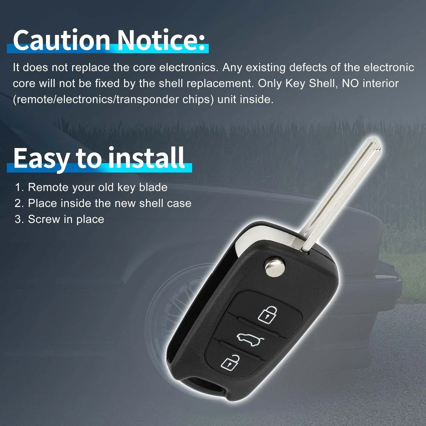 Keyless Entry Remote Key Shell Case for Hyundai i20 i30 i35 iX20 iX35 (2010-2020)