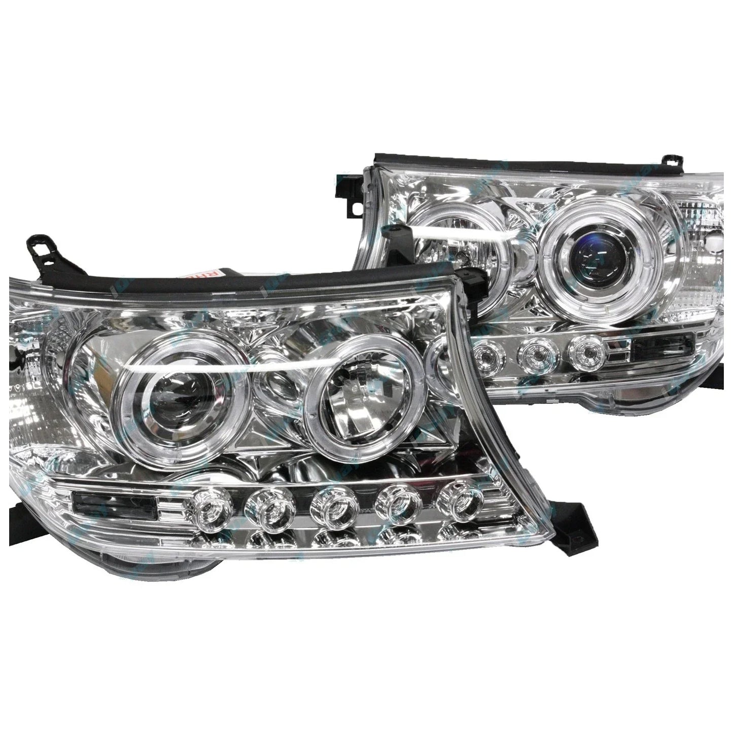 2 Headlights for Toyota Landcruiser 200 Series 07-15 Angel Eye Projector LED
