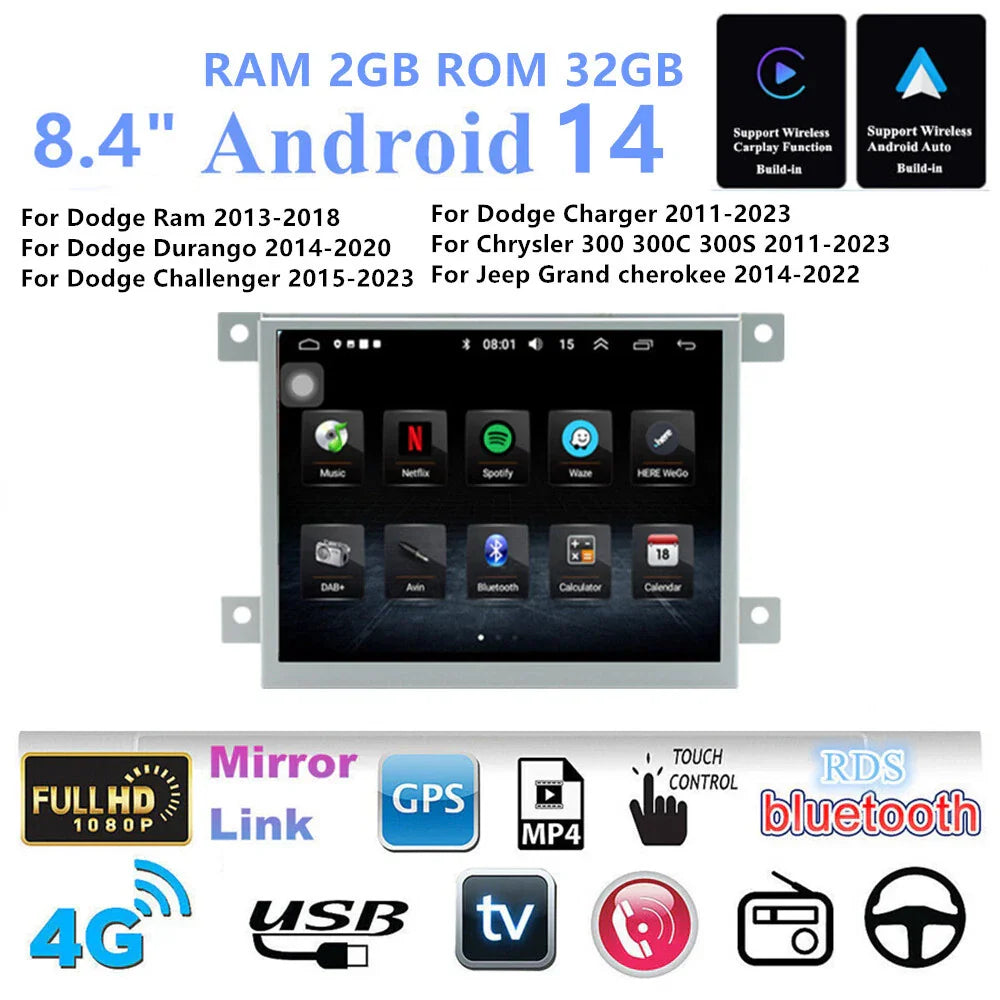 8.4'' Car Stereo GPS Navigation for Jeep Grand Cherokee (2014-2022)