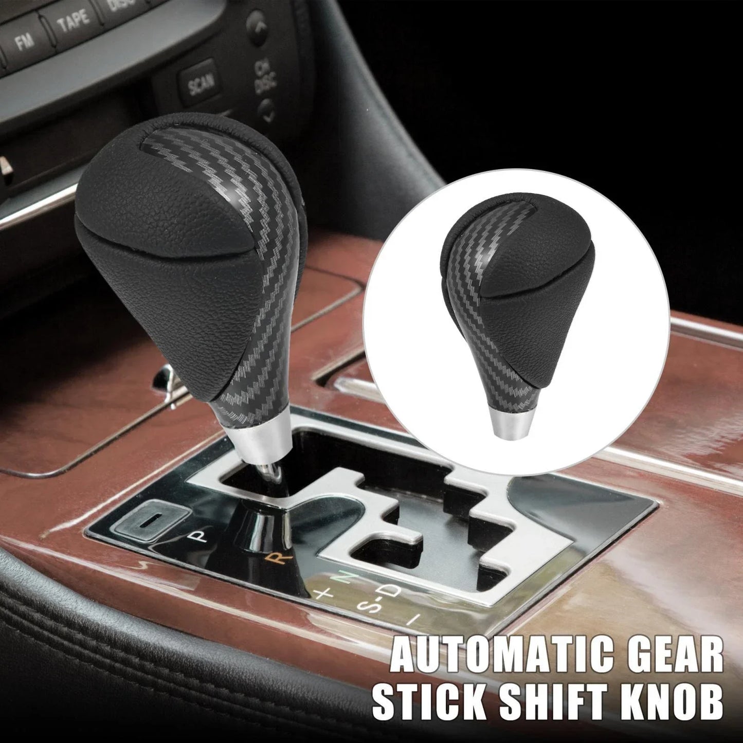 Automatic Gear Stick Shift Knob for Lexus ES350 Black Carbon Fiber Pattern
