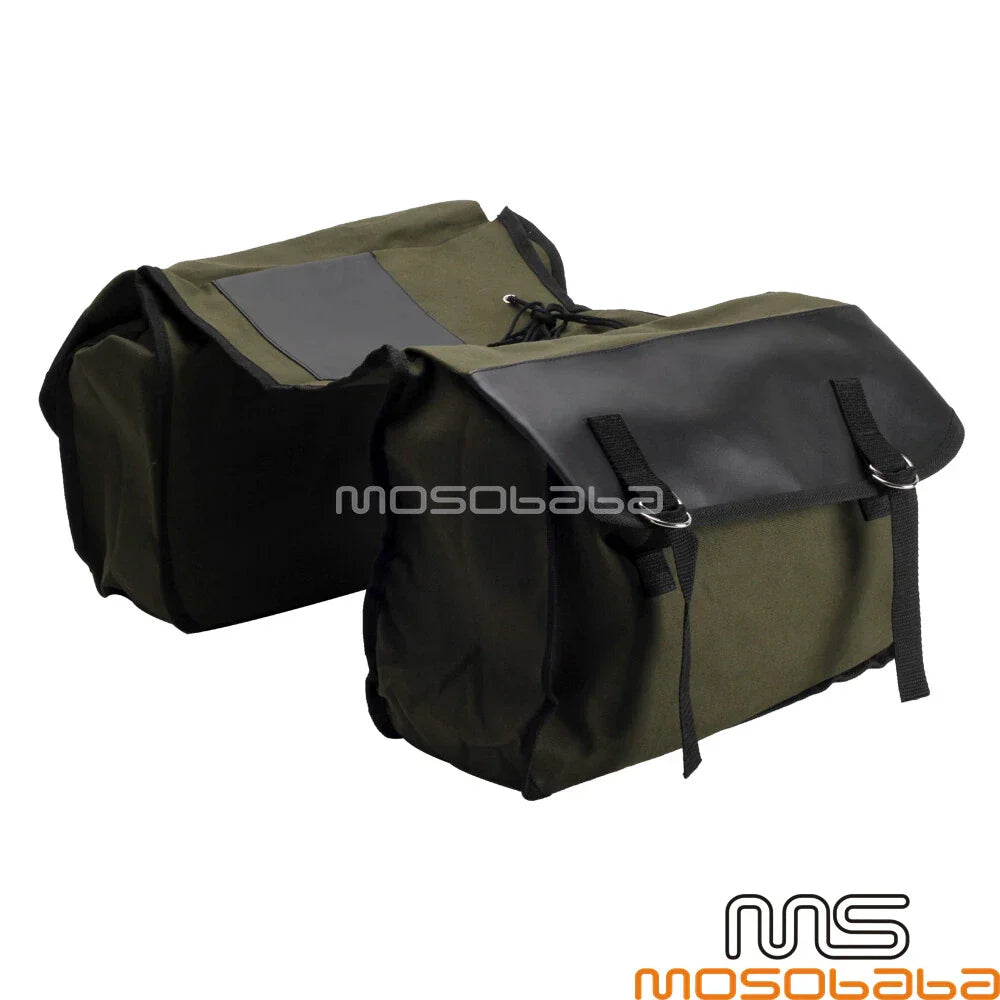 Canvas Flap Cover Saddlebag Storage Bags for Harley Honda Shadow 750