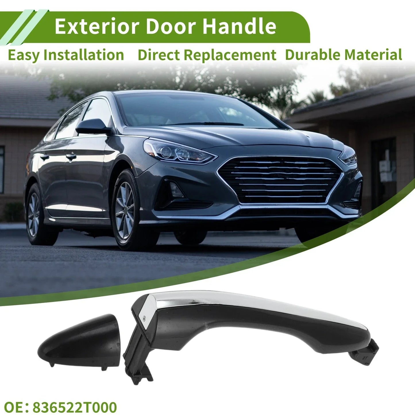 Exterior Door Handle for Hyundai Kia Silver Tone Rear (2011-2016)