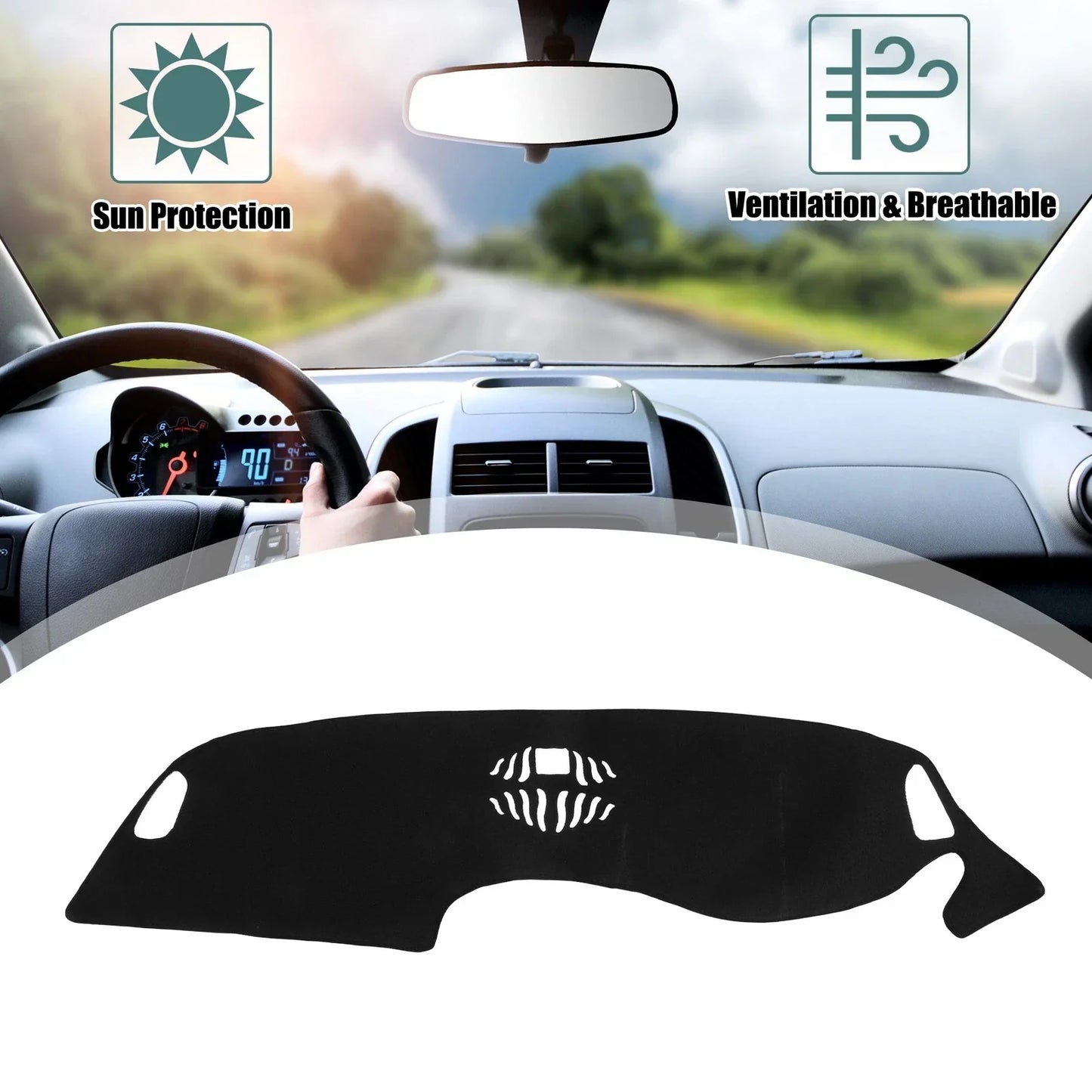 Dashboard Cover Black Polyester Non-slip Mat for Honda ZR-V (2023)