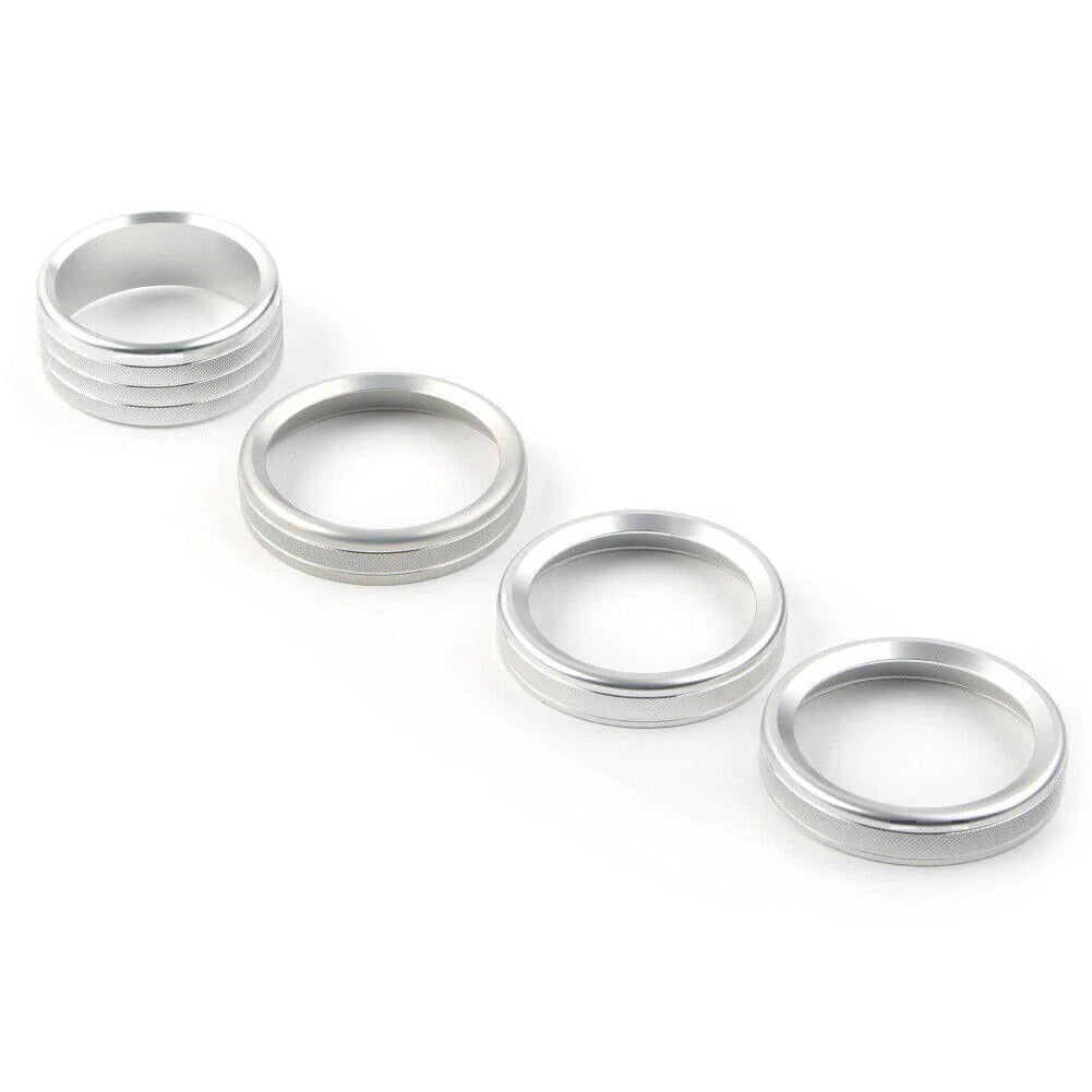 4 x Silver Air Conditioner Knob Ring Covers for Jeep Wrangler JL (2018-2020)