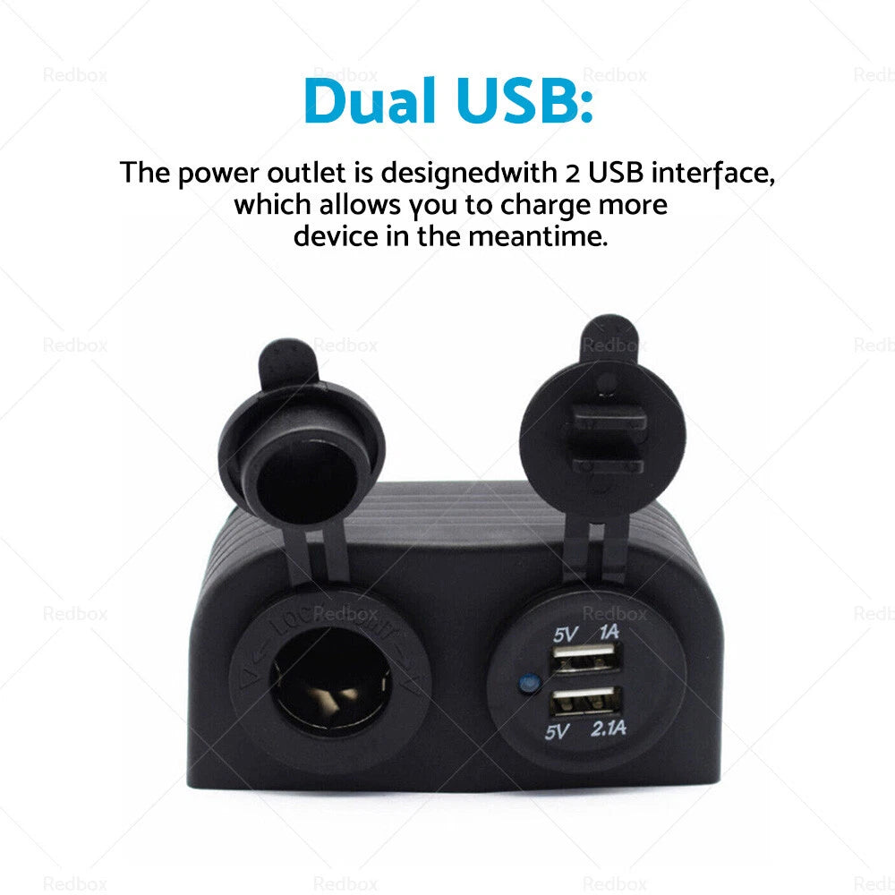 12V Dual USB Port Charger Socket Mount Panel Adapter for Car Boat Caravan