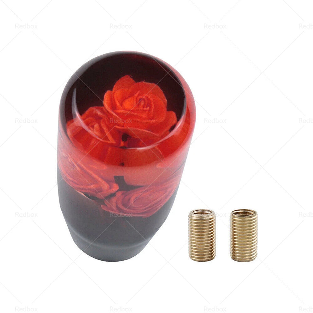 10CM Clear Red Real Flowers Manual Gear Shift Knob for JDM Cars