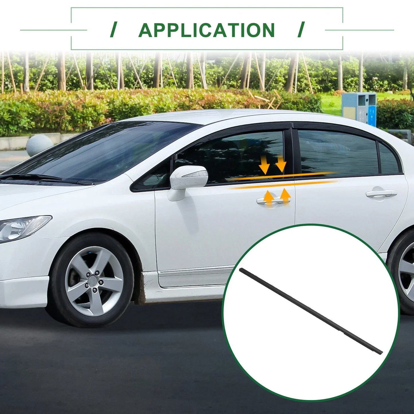 2 x Front Left Right Weatherstrip Window Seals for Honda Civic (2016-2021)