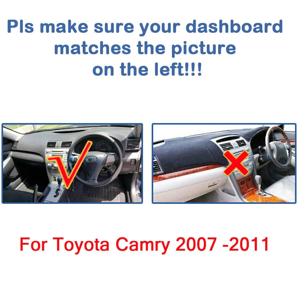Non-Slip Dash Mat for Toyota Camry (2007-2011) Black Cover