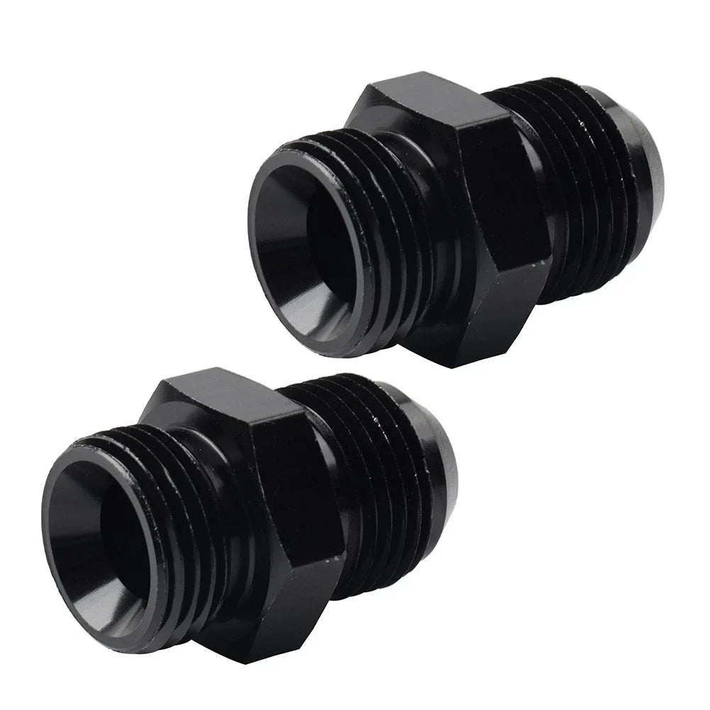 Black Aluminum AN12 Flare to 12AN ORB Male Fitting Adapter w/ O-Rings