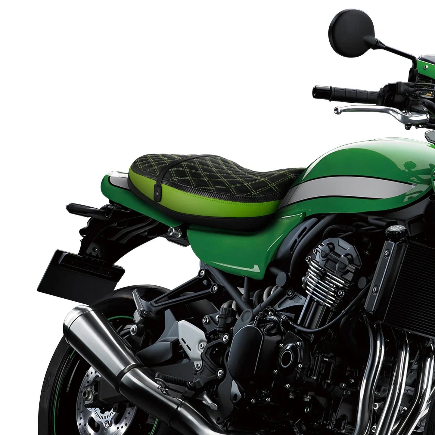 Driver & Passenger Seat Pair for Kawasaki Z900RS Black Green (2018-2023)