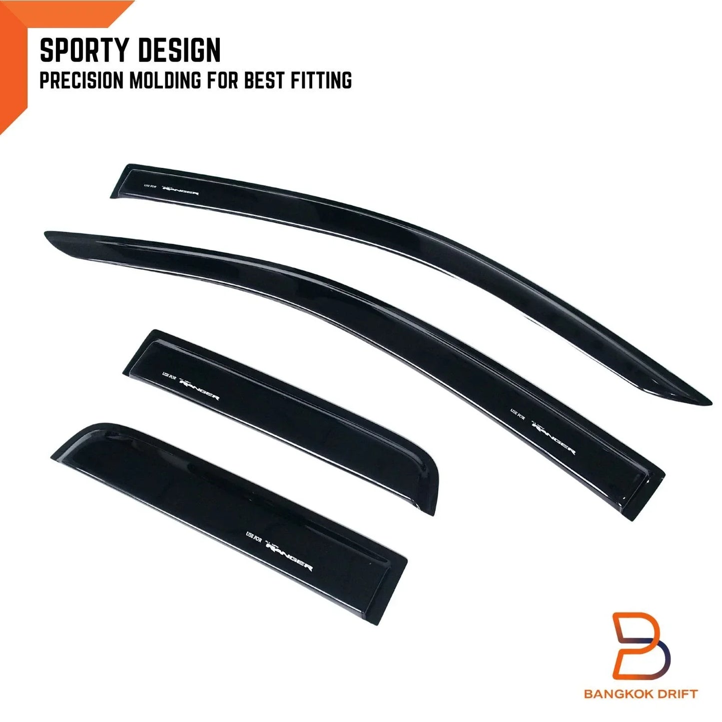 Black Weather Shield Visor Sun Rain Guard for Ford Ranger (2022-2024)