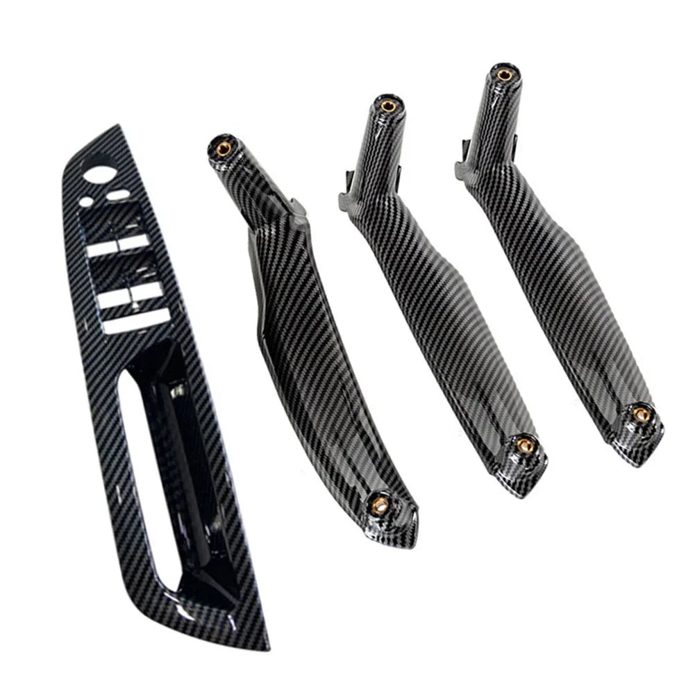 4x Carbon Fiber Inner Door Pull Handle Trim Covers for BMW X5 X6 (2007-2013)