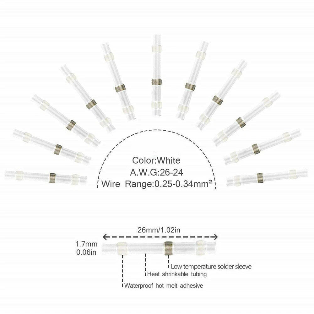 Solder Seal Sleeve Heat Shrink Butt Wire Connectors 350-800x Waterproof