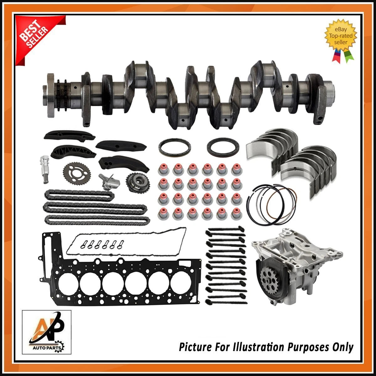 Forged Crankshaft 4 Web with Engine Rebuild Kit for BMW N57 3.0 Diesel (2010–2018)