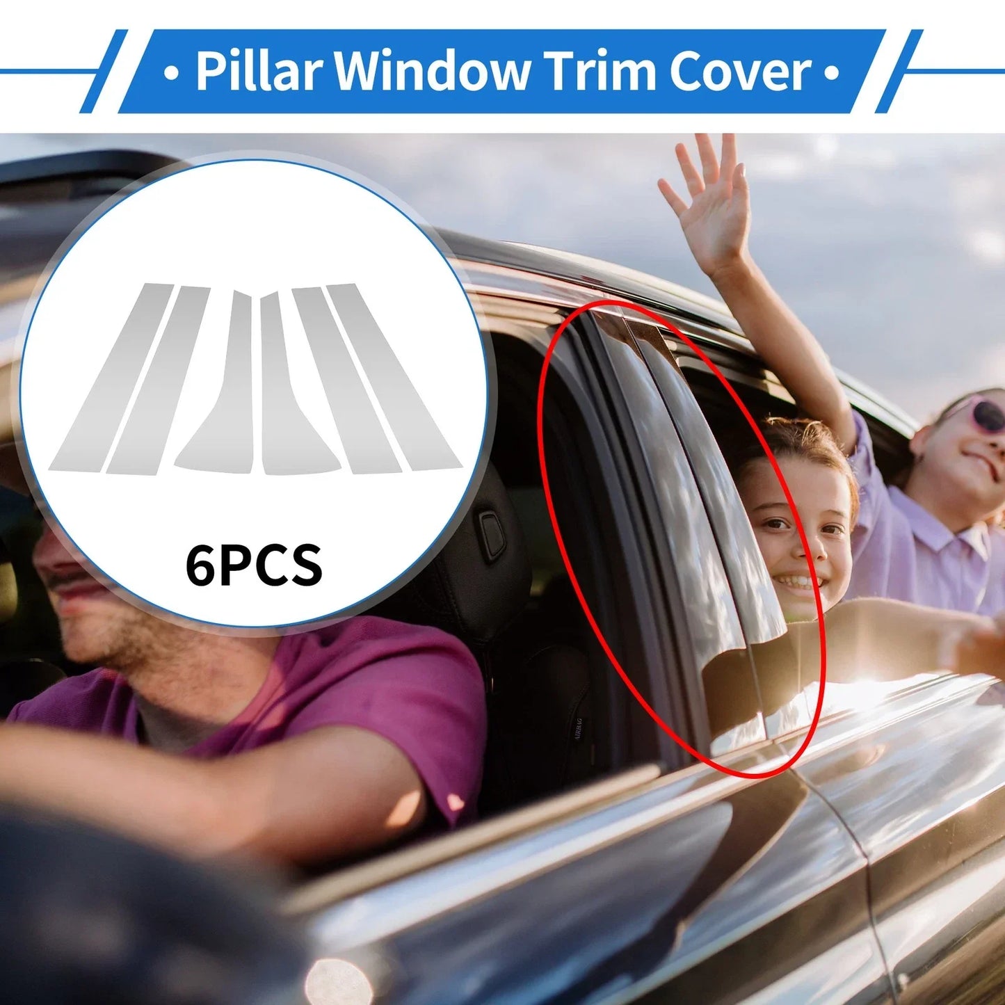 6 Pcs Door Pillar Window Trim for Hyundai Palisade (2020-2023) Silver Tone