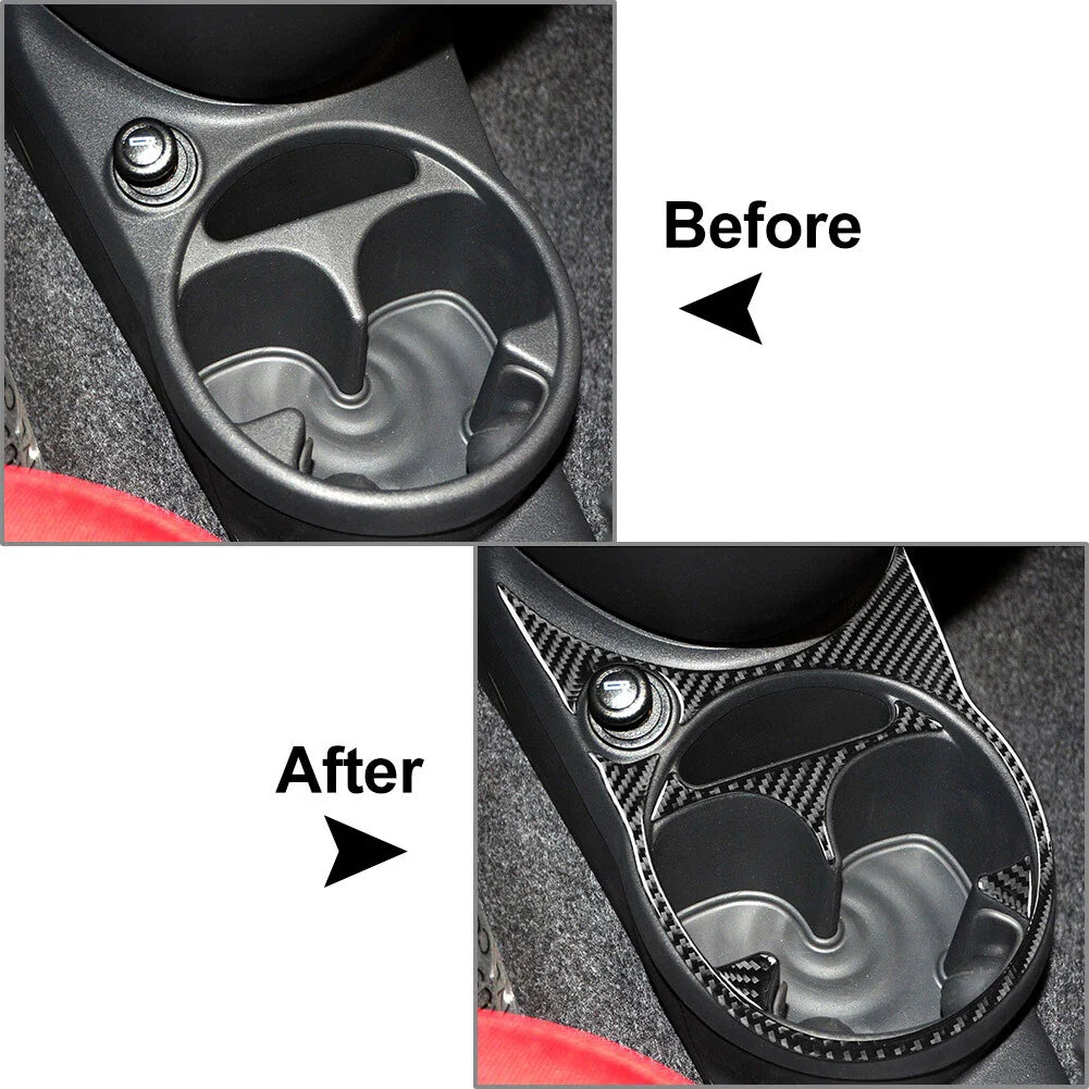 Carbon Fiber Cup Holder Panel Cover for Fiat 500 (2012-2015)