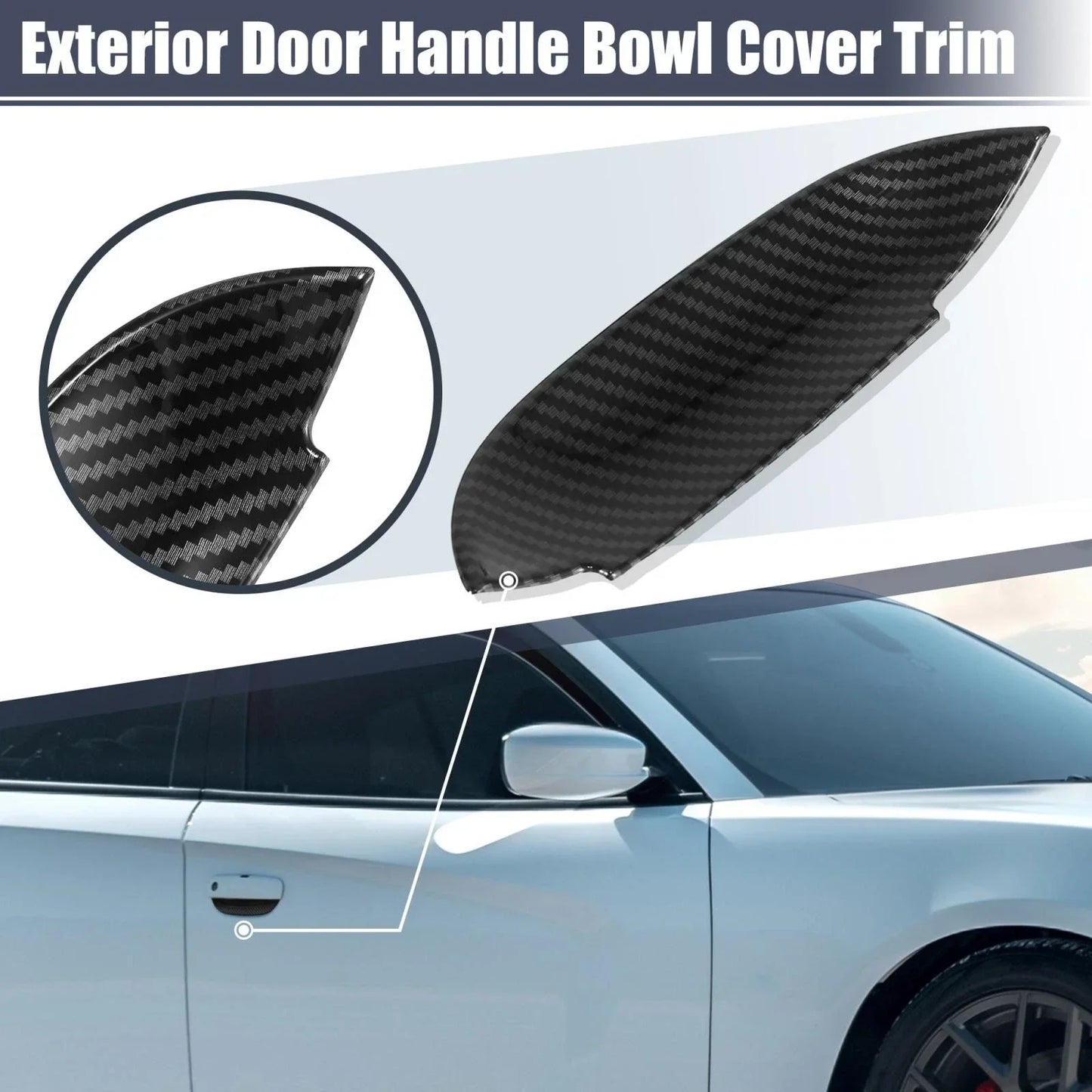 2 x Car Exterior Outer Door Handle Bowl Cover Trim for Dodge Charger (2011-2020)