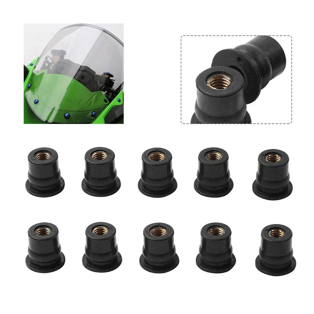 10 x Rubber Windshield Nut M5 Vibration Damper for Universal Fit