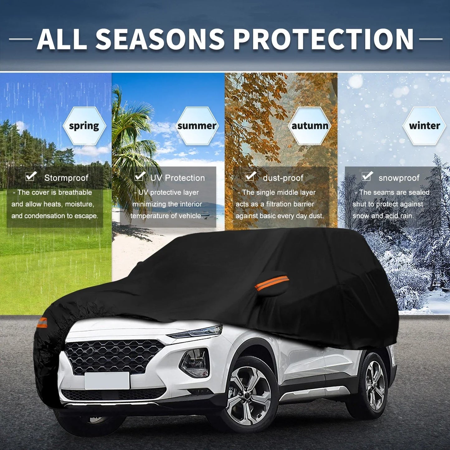 Waterproof Aluminum Film Car Cover for Hyundai Santa Fe (2013-2023)