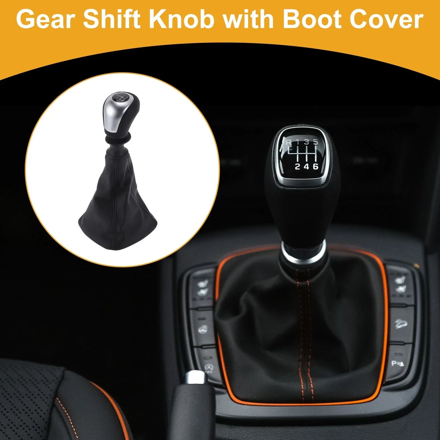 6 Speed Gear Shifter Knob & Cover for Opel Insignia (2008-2015) Faux Leather