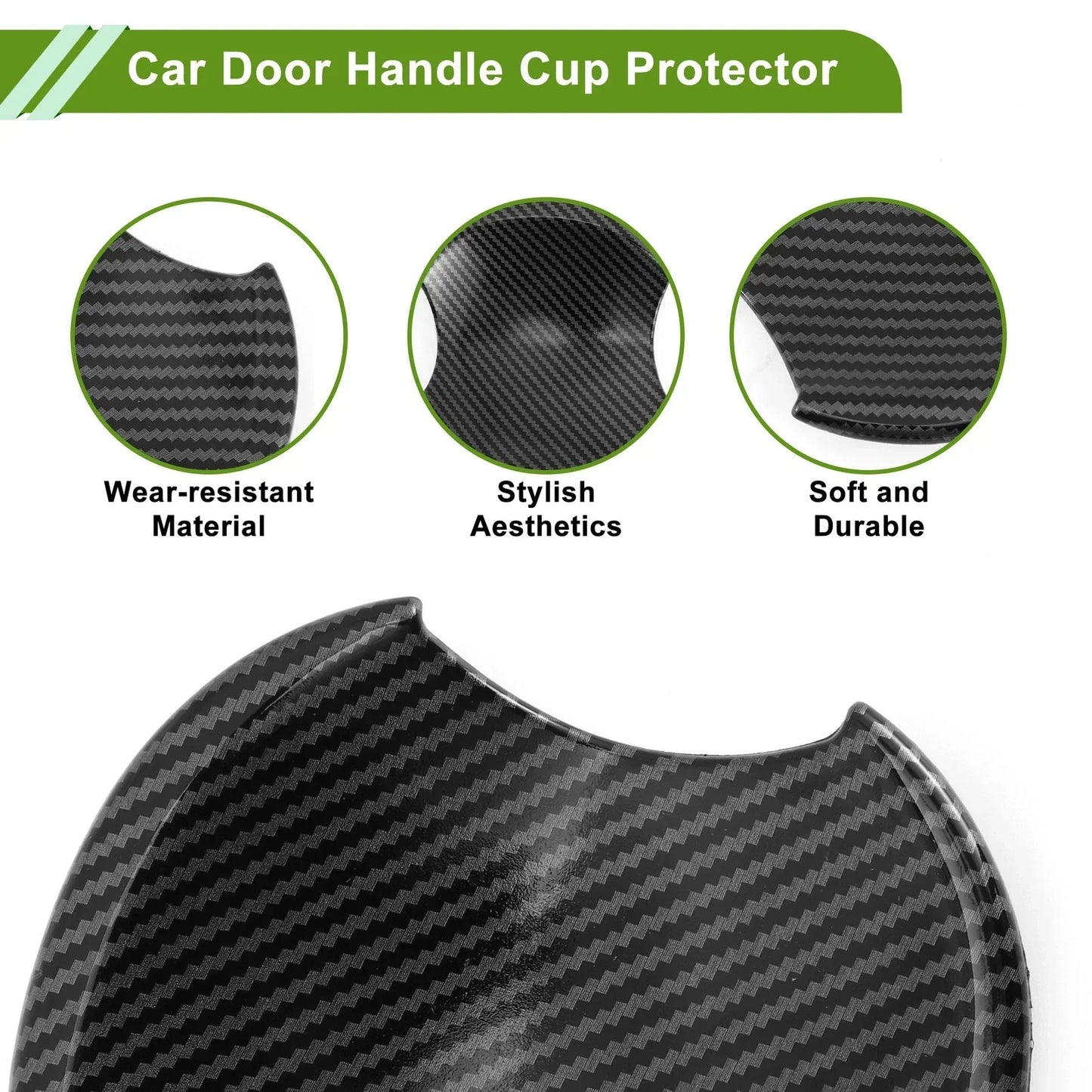 Car Door Handle Cup Protectors for Honda Civic 8th Carbon Fiber Black 4 x Pcs